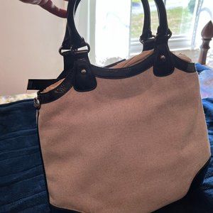 NWT Loft Tote - Off White Fabric with Patent Detailing